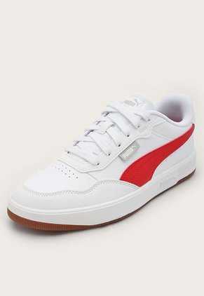 Tenis Lifestyle Blanco-Rojo-Café Puma Court Ultra Lite