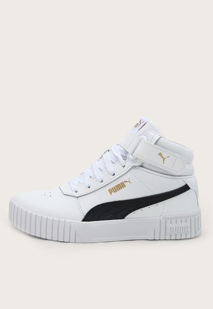 Tenis Lifestyle Blanco-Negro-Dorado Puma Carina 2.0 Mid