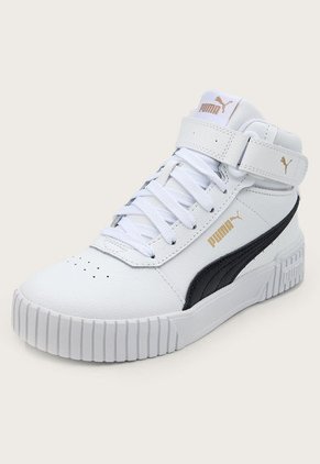 Tenis Lifestyle Blanco-Negro-Dorado Puma Carina 2.0 Mid