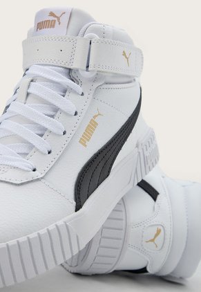 Tenis Lifestyle Blanco-Negro-Dorado Puma Carina 2.0 Mid