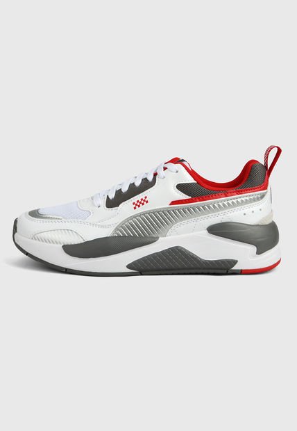 tenis puma gris con rojo