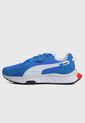 Tenis Lifestyle Azul-Blanco-Negro Puma Wild Rider Vintage de Puma