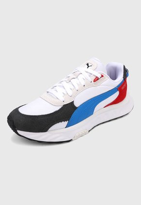 Tenis Lifestyle Blanco-Rojo-Azul Puma Wild Rider Rollin