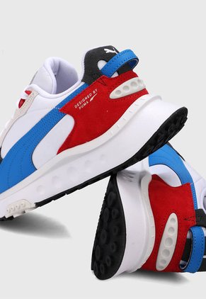 Tenis Lifestyle Blanco-Rojo-Azul Puma Wild Rider Rollin