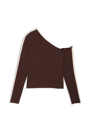 Camisa Deportiva Puma Original T7 Asymmetric Café Para Mujer