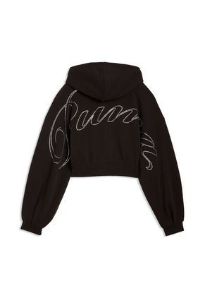 Hoodie Puma Original Ess Graphic Bedazzled Fz Tr Negro Mujer