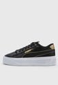 Tenis Lifestyle Negro-Blanco-Dorado PUMA Smash Plataforma V3 Pop Up de Puma