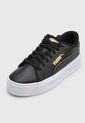 Tenis Lifestyle Negro-Blanco-Dorado PUMA Smash Plataforma V3 Pop Up de Puma