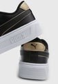 Tenis Lifestyle Negro-Blanco-Dorado PUMA Smash Plataforma V3 Pop Up de Puma