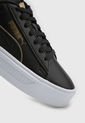 Tenis Lifestyle Negro-Blanco-Dorado PUMA Smash Plataforma V3 Pop Up de Puma