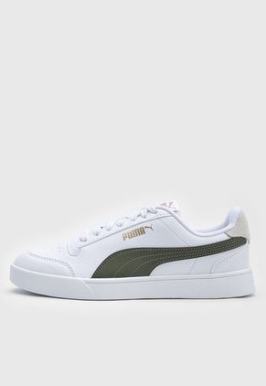 Tenis Lifestyle Blanco-Verde Oliva-Dorado Puma Shuffle