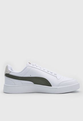 Tenis Lifestyle Blanco-Verde Oliva-Dorado Puma Shuffle