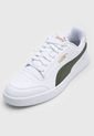 Tenis Lifestyle Blanco-Verde Oliva-Dorado Puma Shuffle de Puma