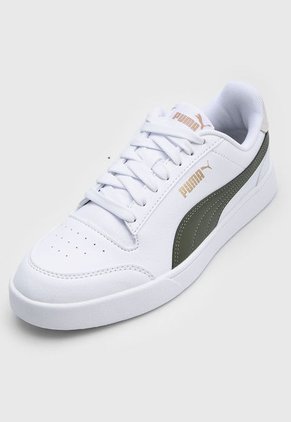 Tenis Lifestyle Blanco-Verde Oliva-Dorado Puma Shuffle