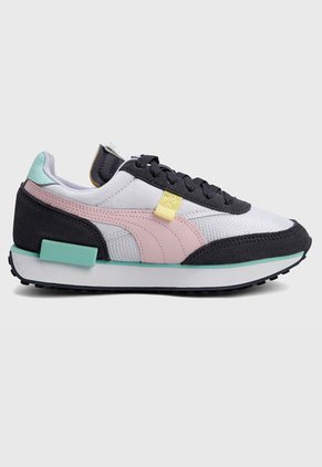 Tenis Lifestyle Blanco-Gris-Rosa-Verde Puma Future Rider Soft