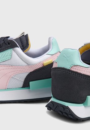 Tenis Lifestyle Blanco-Gris-Rosa-Verde Puma Future Rider Soft