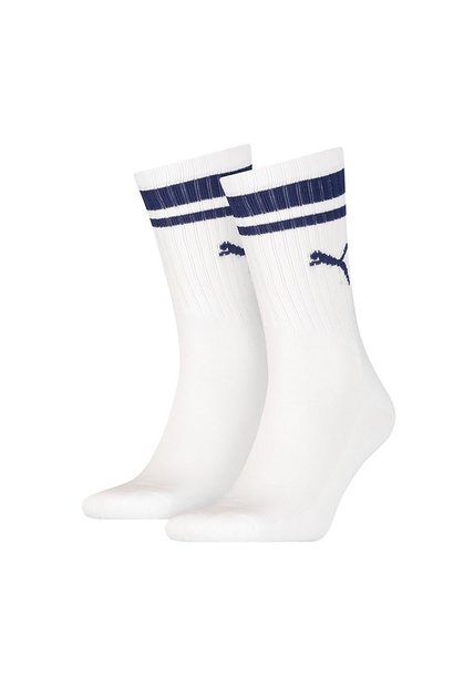 Medias Deportivas Puma Crew Heritage Stripe 2P Blanco Unisex