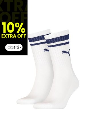 Medias Deportivas Puma Crew Heritage Stripe 2P Blanco Unisex Puma