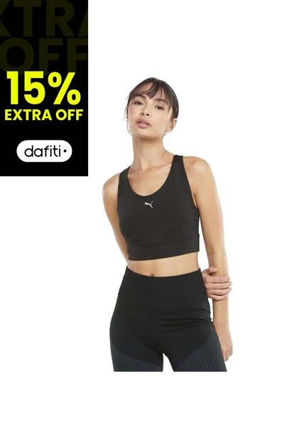 Top Bra Puma Mid Impact All Long Original Negro Mujer