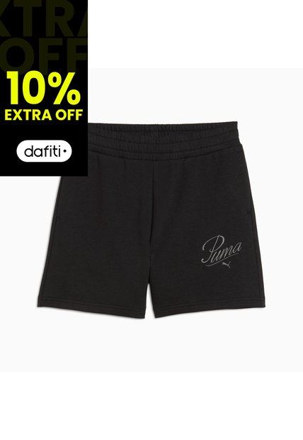 Short Deportivo Marca Puma High-Waist Original Negro Mujer