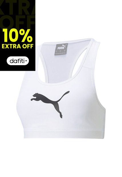 Top Bra Marca Puma Original Mid Impact 4 Keeps Blanco Mujer