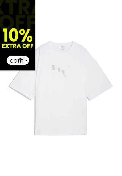 Camisa Deportiva Puma Original Ess Graphics Leo Blanco Mujer