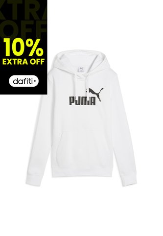 Hoodie Deportivo Puma Original Ess N1 Logo Blanco Para Mujer Puma
