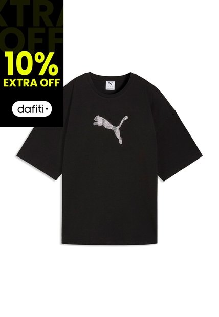 Camisa Deportiva Puma Originals Ess Graphics Leo Negro Mujer