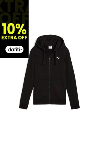 Hoodie Puma Original Ess Puma Logo Full-Zip Negro Para Mujer Puma