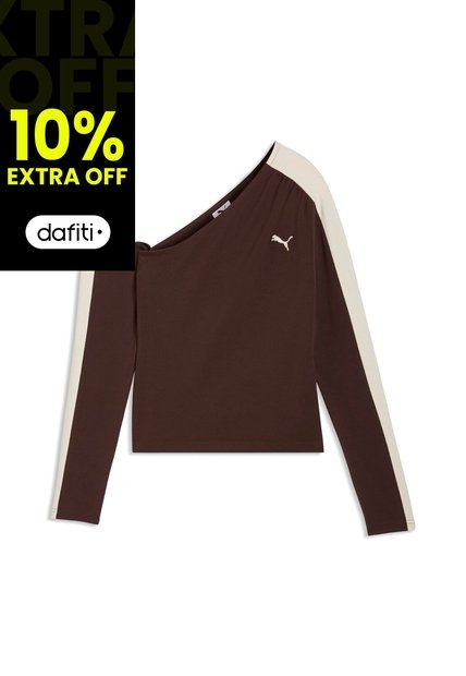 Camisa Deportiva Puma Original T7 Asymmetric Café Para Mujer