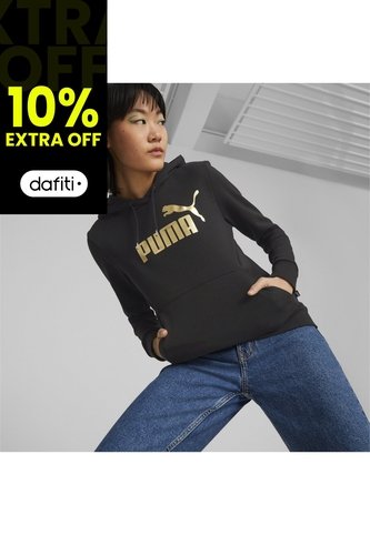 Buso Con Capucha Puma Original Ess Metallic Logo Negro Mujer Puma