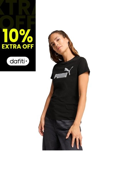 Camisa Tshirt Marca Puma Ess Metallic Original Negro Mujer
