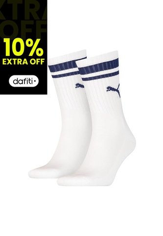 Medias Deportivas Puma Crew Heritage Stripe 2P Blanco Unisex Puma