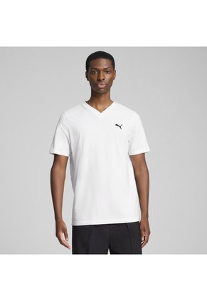 Tshirt Puma Original Ess No 1 Logo V-Neck Blanco Para Hombre