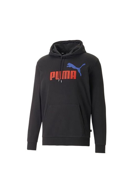 Hoodie Puma Para Hombre Ess+ 2 Col Big Logo  Negro