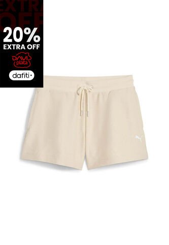 Pantaloneta Deportiva Puma Original Premium Ess4 Beige Mujer Puma