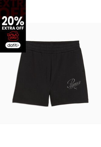 Short Deportivo Marca Puma High-Waist Original Negro Mujer Puma