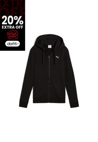 Hoodie Puma Original Ess Puma Logo Full-Zip Negro Para Mujer Puma