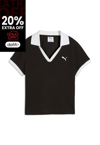 Camisa Tipo Polo Puma Original Wardrobe Ess Negro Para Mujer Puma