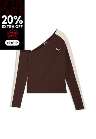 Camisa Deportiva Puma Original T7 Asymmetric Café Para Mujer Puma