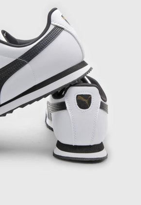 Tenis Lifestyle Blanco-Negro-Dorado Puma Roma Basic