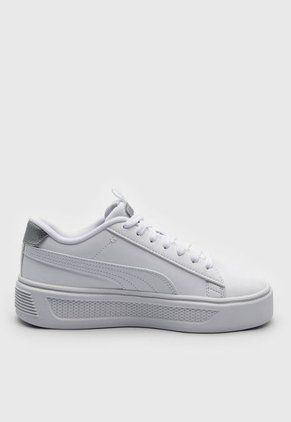 Tenis Lifestyle Blanco-Plateado Puma Smash Plataforma v3 Pop Up