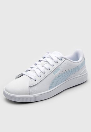 Tenis Lifestyle Blanco-Celeste Puma Vikky v3 Leather