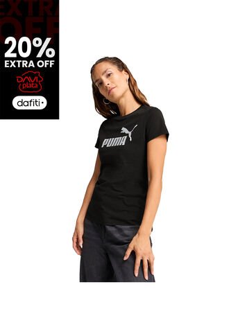 Camisa Tshirt Marca Puma Ess Metallic Original Negro Mujer Puma