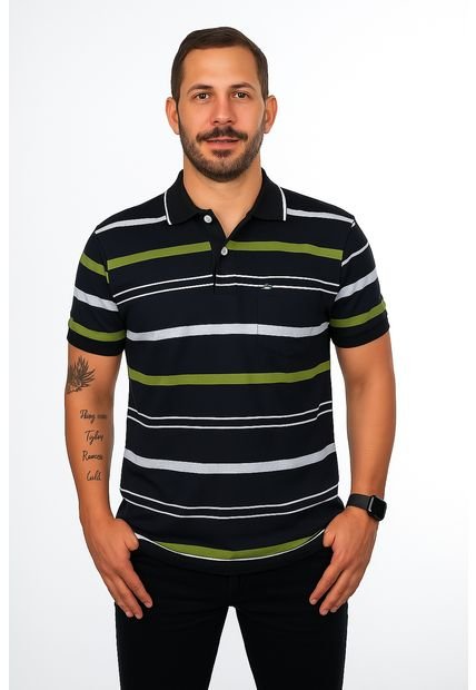 Camiseta Tipo Polo Para Hombre Puntazul Con Bolsillo
