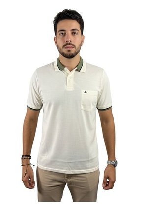 Camiseta Tipo Polo Para Hombre Marfil Puntazul