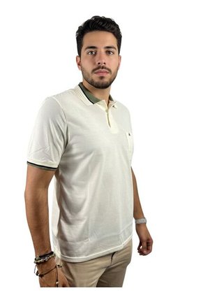 Camiseta Tipo Polo Para Hombre Marfil Puntazul