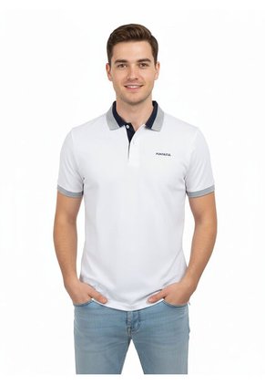 Camiseta Tipo Polo Para Hombre Blanca Puntazul
