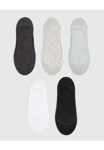 Medias Mujer Baleta Antidelizante En Talón Pack X5 Surtido Multicolor