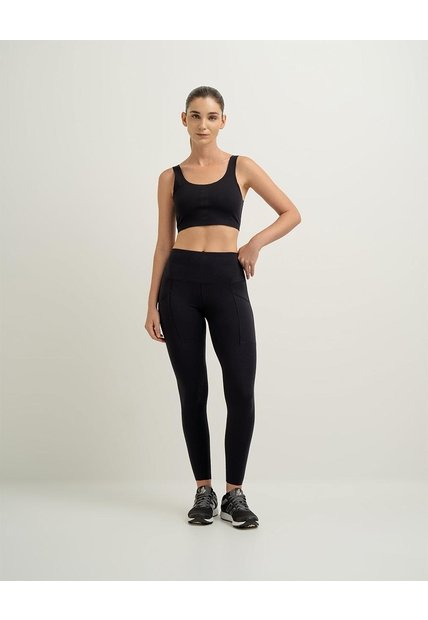 Legging Deportivo Control Abdomen Negro Mujer Negro